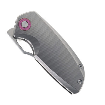 TwoSun Folding Knife Gray Titanium Handle 14C28N Plain Edge