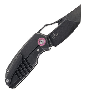 TwoSun Folding Knife Black Titanium Handle 14C28N Plain Edge TS498-14C28N-Black