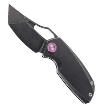 TwoSun Folding Knife Black Titanium Handle 14C28N Plain Edge TS498