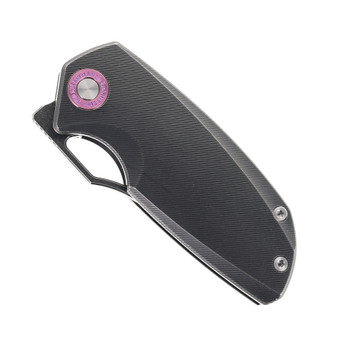 TwoSun Folding Knife Black Titanium Handle 14C28N Plain Edge TS498-14C28N-Black