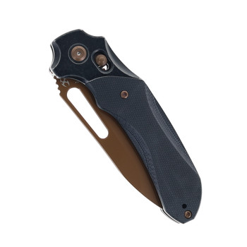 Kanspet Quasar Folding Knife Black G10 Handle 154CM Plain Edge Dark Rose Gold Finish T1099V3