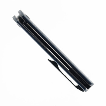 Discontinued Kansept Foosa Folding Knife Blue and Black Carbon Fiber Handle 154CM T2020T7