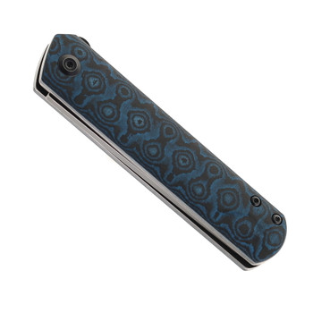 Discontinued Kansept Foosa Folding Knife Blue and Black Carbon Fiber Handle 154CM T2020T7