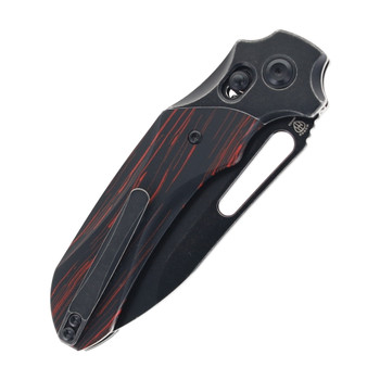 Kanspet Quasar Folding Knife Red/Black G-Mascus Handle 154CM Plain Edge Blackwash Finish T1099V4