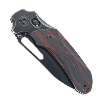 Kanspet Quasar Folding Knife Red/Black G-Mascus Handle 154CM Plain Edge Blackwash Finish T1099V4