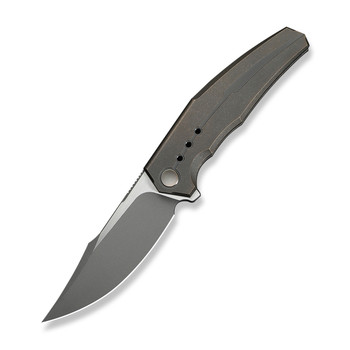WE Kyklos Folding Knife Bronze Titanium Handle M390 Plain Edge Grey Stonewash/Satin Flat Finish WE23086-2