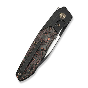 WE Brr15 Folding Knife Black Titanium/Copper Foil Carbon Fiber Handle M390 Plain Edge Black Stonewash/Satin Flat Finish WE24007-1