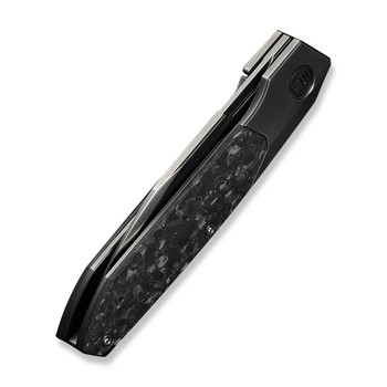 WE Brr15 Folding Knife Gray Titanium/Shredded Carbon Fiber Handle M390 Plain Edge Polished Grey Finish WE24007-3