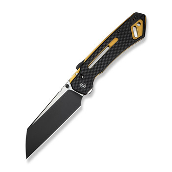 Civivi Buster (Updated version) FG Folding Knife Black Coarse G10 Handle Nitro V Plain Edge Black Stonewash/Satin Flat Handle C24052-1