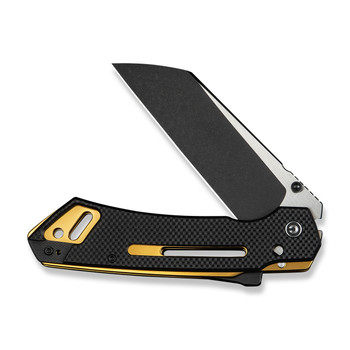 Civivi Buster (Updated version) FG Folding Knife Black Coarse G10 Handle Nitro V Plain Edge Black Stonewash/Satin Flat Handle C24052-1