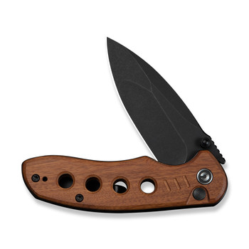 Civivi Triptych Folding Knife Guibourtia Wood Handle 14C28N Plain Edge Black Stonewash Finish C23085B-3