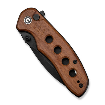 Civivi Triptych Folding Knife Guibourtia Wood Handle 14C28N Plain Edge Black Stonewash Finish C23085B-3