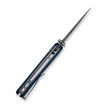 Civivi Triptych Folding Knife Blue Canvas Micarta Handle Damascus Plain Edge C23085B-DS1