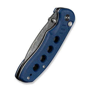 Civivi Triptych Folding Knife Blue Canvas Micarta Handle Damascus Plain Edge C23085B-DS1