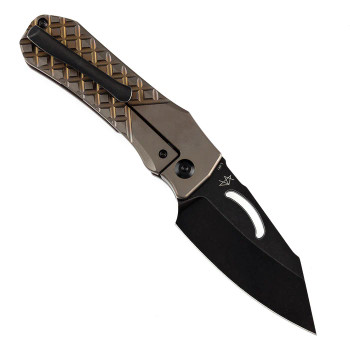 Kansept Loki Thumb Hole Knife Bronze Anodized TI Frag Pattern Handle CPM S35VN Blade K1058A4