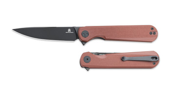 Bestechman Flick Folding Knife Bronze G10 Handle D2 Plain Edge Black PVD Finish BMK13G