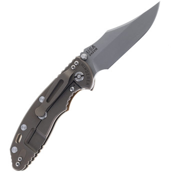 Hinderer XM-18 3.5  Bowie (Non Flipper) Folding Knife Coyote G10 Handle S45VN Battle Bronze Titanium