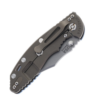 Hinderer XM-18 3.5  Bowie (Non Flipper) Folding Knife Blue G10 Handle S45VN Battle Bronze Titanium