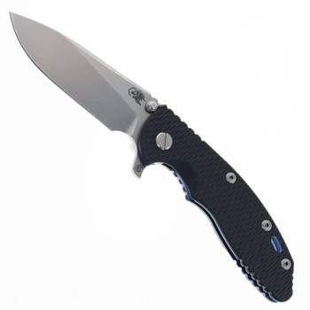 Hinderer XM-18 Skinny Slicer Folding Knife Black G10 Handle Magnacut Stonewashed Blue Titanium