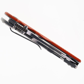 Hinderer Jurassic Slicer Folding Knife Orange G10 Handle Magnacut Stonewashed Titanium