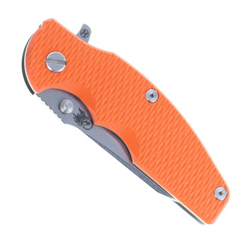 Hinderer Jurassic Slicer Folding Knife Orange G10 Handle Magnacut Stonewashed Titanium