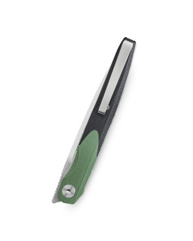 Bestechman Lanza Folding Knife OD Green/Black G10 Handle 14C28N Plain Edge Stonewash/Satin Finish BMK14C
