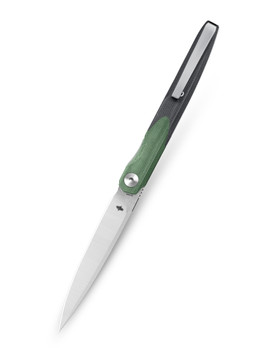 Bestechman Lanza Folding Knife OD Green/Black G10 Handle 14C28N Plain Edge Stonewash/Satin Finish BMK14C