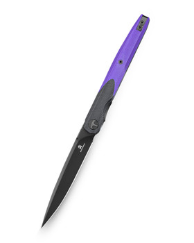 Bestechman Lanza Folding Knife Black/Purple G10 Handle 14C28N Plain Edge Black PVD Finish BMK14E