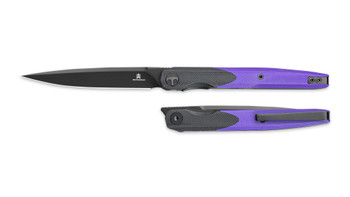 Bestechman Lanza Folding Knife Black/Purple G10 Handle 14C28N Plain Edge Black PVD Finish BMK14E