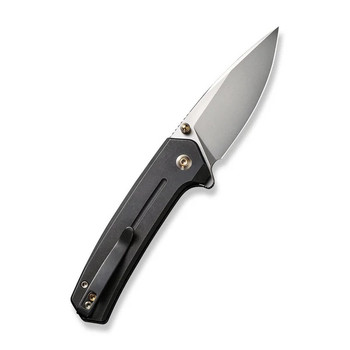 WE Culex Folding Knife Black Titanium Handle 20CV Plain Edge Silver Beadblast Finish WE21026B-3