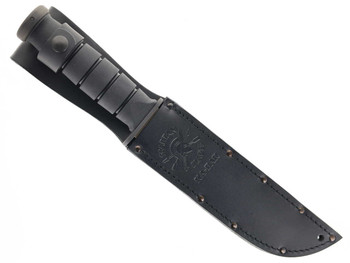 Spartan Blades Fixed Blade Knife Black Kraton Handle Magnacut Plain Edge Flat Dark Earth Finish Black Leather Sheath SB54DEBKLTBK