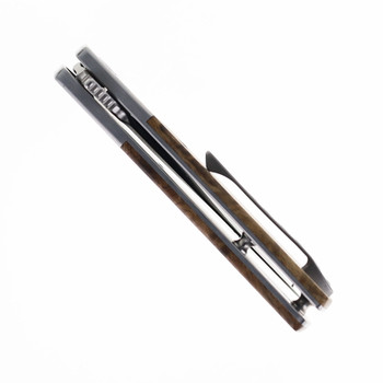 Finch Widowmaker Folding Knife Burlwood Handle 154CM Plain Edge WM204