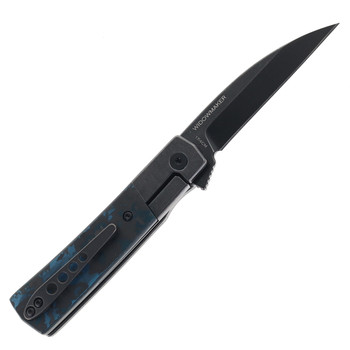 Finch Widowmaker Folding Knife Arctic Storm Carbon Fiber Handle 154CM Wharncliffe Plain Edge Black Stonewash Finish WM160