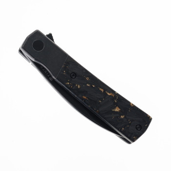 Finch Widowmaker Folding Knife Midnight Honey Copper Carbon Fiber Handle 154CM Wharncliffe Plain Edge Black Stonewash WM180