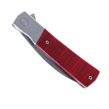 Finch Widowmaker Folding Knife Nightcrawler Sawcut Red Bone Handle 154CM Plain Edge WM353