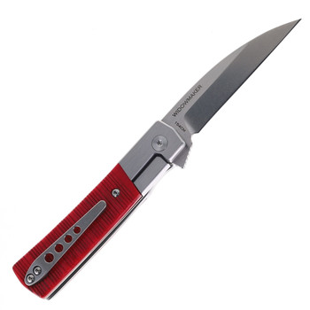 Finch Widowmaker Folding Knife Nightcrawler Sawcut Red Bone Handle 154CM Plain Edge WM353