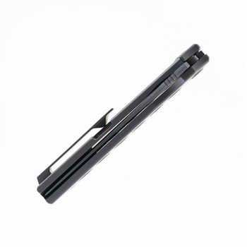 North Mountain Blades LEE Kickstop Folding Knife Hole Titanium Handle ZDP-189 Tanto Plain Edge Satin Finish Ti ZDP-189 Hole