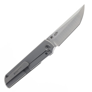North Mountain Blades LEE Kickstop Folding Knife Flat Titanium Handle M390 Tanto Plain Edge Ti ZDP-189 Flat 2411KT