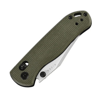 Kizer Drop Bear 2 Folding Knife Green Micarta Handle Nitro-V Clip Point Plain Edge V3619.2KC1