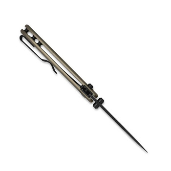 Kizer Drop Bear 2 Folding Knife Tan Aluminum Handle Nitro-V Drop Point Plain Black Blade V3619.2CD1