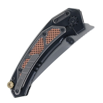 Maxace Blacklight 01 Folding Knife Black Titanium/Brass/Copper Handle M390 Plain Edge OM02-1-B