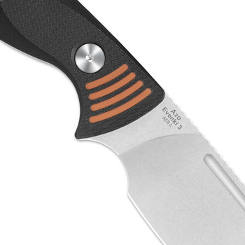 Kizer Evenki 3 Fixed Blade Knife Black/Orange G10 Handle AEB-L Drop Point Plain Edge Stonewash Finish 1099A1