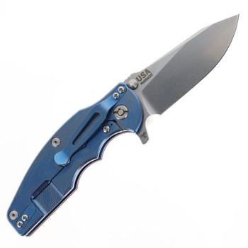 Hinderer Jurassic Slicer Folding Knife Red G10 Handle Magnacut Blue Stonewashed Titanium