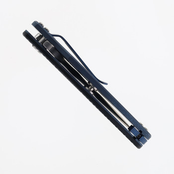 Hinderer Jurassic Slicer Folding Knife Black G10 Handle Magnacut Battle Blue Titanium