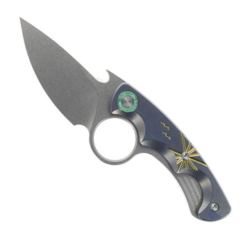 TwoSun Mini Fixed Blade Knife Titanium/Sun/Birds Handle 14C28N