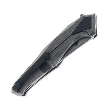 Poikilo Rhino Standard 1 Folding Knife Blackened Titanium Handle M398 Plain Edge Dark Stonewash Finish