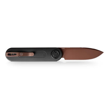 Vosteed Corgi Folding Knife Black Aluminum Handle S35VN Drop Point Plain Edge Copper Dune Finish A3708