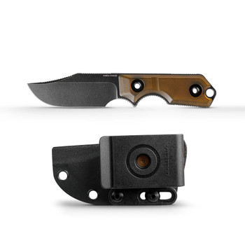 Vosteed Quokka Fixed Blade Knife PEI Handle Bowie Plain Edge Black Stonewash Finish D0603