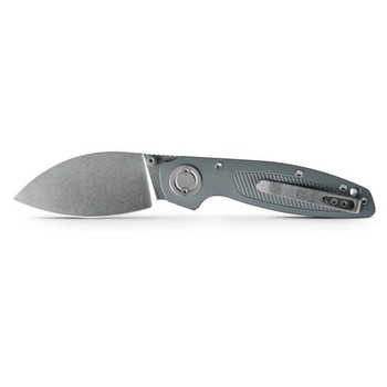 Vosteed Shilin Cutter Left Carry Folding Knife Gray Aluminum Handle Elmax Plain Edge Stonewash Finish A2807