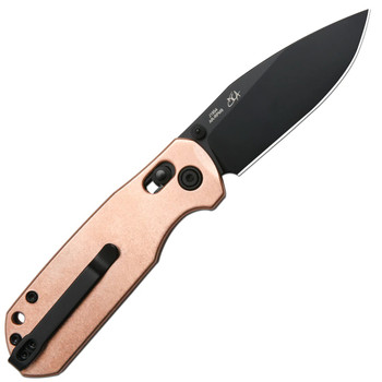 CJRB Maximal Folding Knife Copper Handle AR-RPM9 Drop Point Plain Black Blade J1954-CO